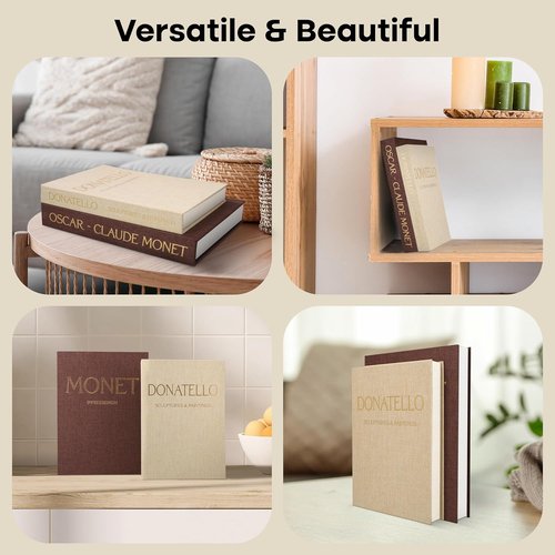 Decorative Books | Set of 2 Faux Books with Secure Magnet Closure for Home Decor & Photo Storage