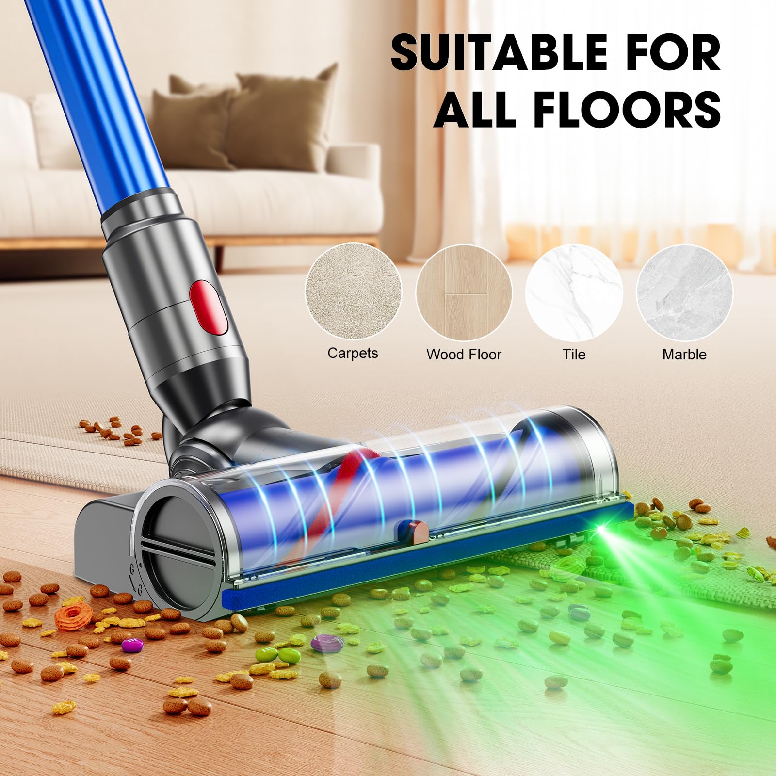 Vacuum Replacement Head for Dy-Son V15/V7/V8/V10/V11 Direct Drive Motor-Head Brush Roller for Dyson Vacuum Attachments Parts, Upgrade Anti-Tangle Vacuum Part for Carpet Hardwood Floor