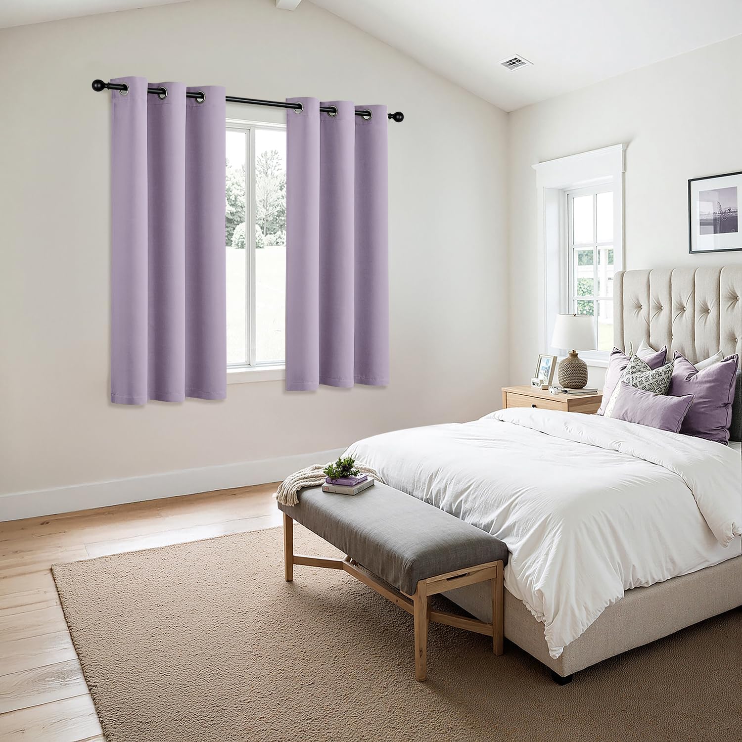 MIULEE Lilac Blackout Curtains - Thermal Insulated Room Darkening Drapes | 63 Inches Long, 2 Panels