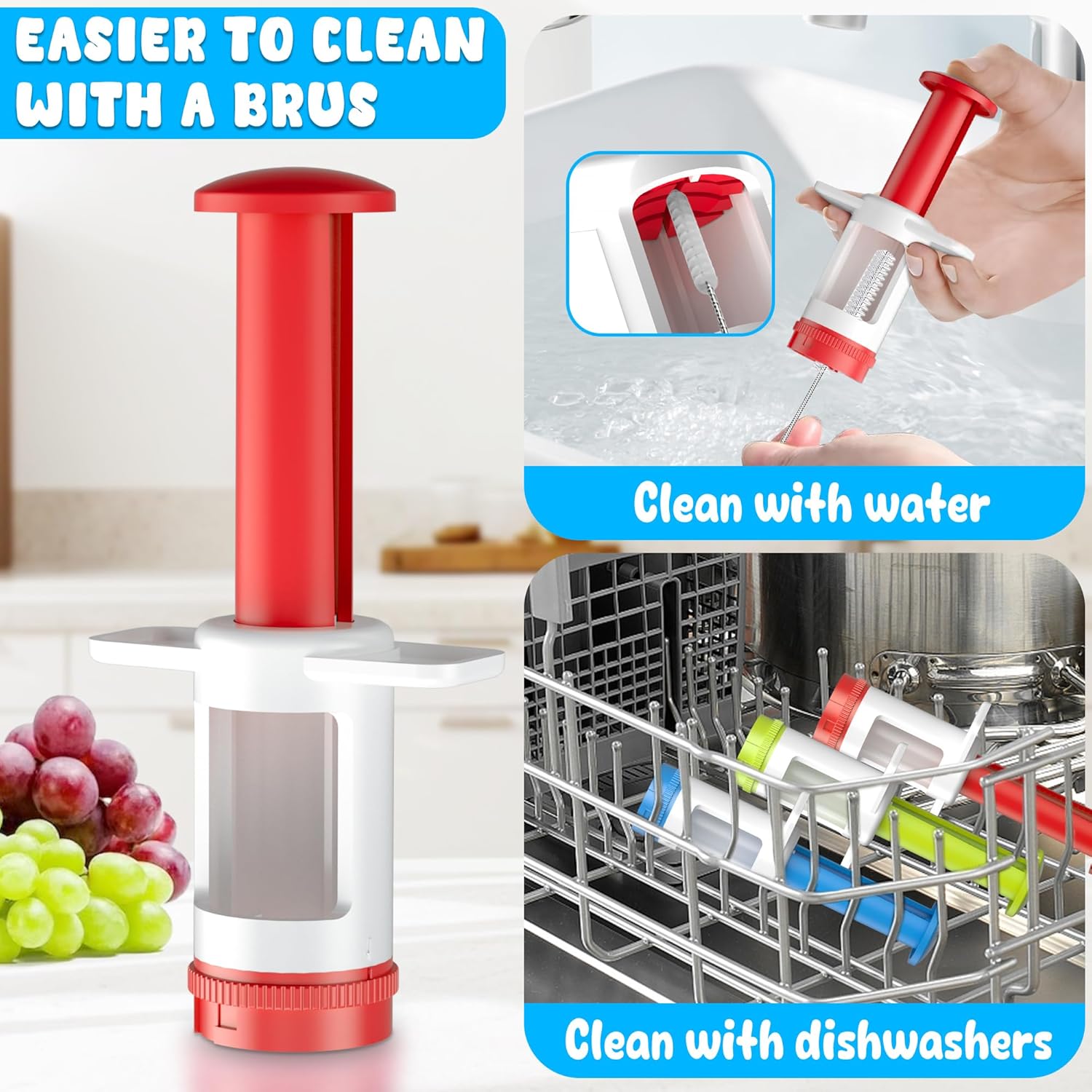 Skiennix Grapes Cutter for Toddlers | Safe Fruit & Veggie Slicer with Red CrossBlade - Ideal for Snacks & Salads