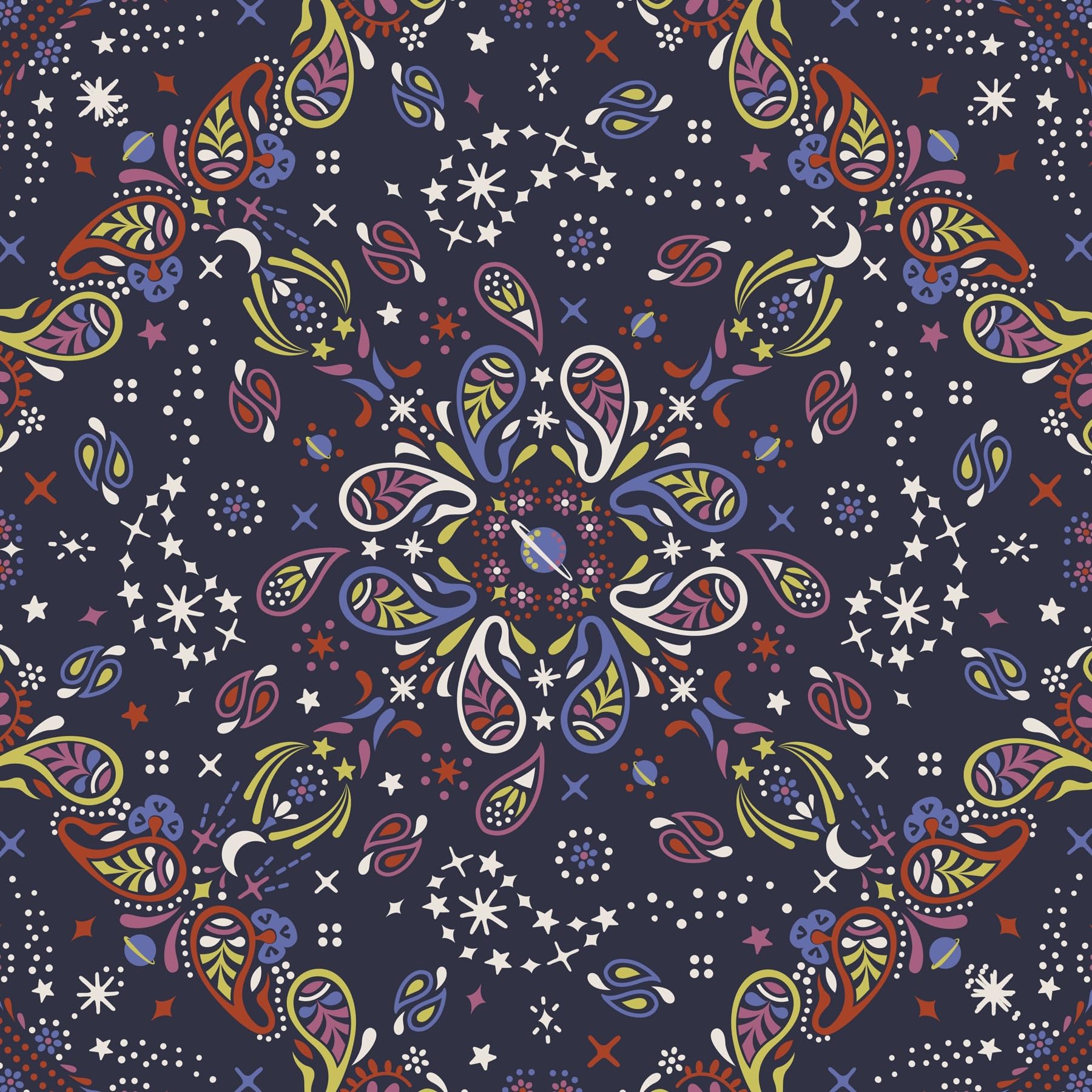 Premium Cotton Jewelry Roll, Starry Paisley, One Size