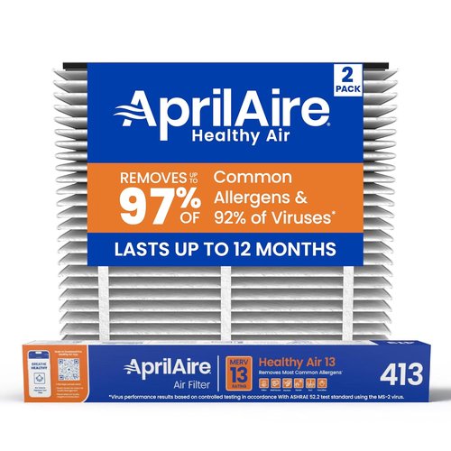 AprilAire 413 Replacement Filter - MERV 13 Air Filter for Whole House Purifiers | 16x25x4 (Pack of 2)