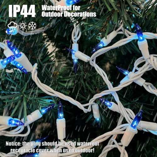 HISHINY 100 Count Blue Christmas Tree String Lights - UL Certified Indoor/Outdoor Decor | 21 Feet
