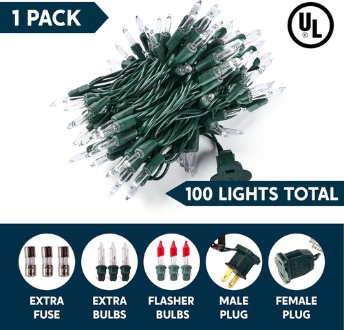 Joiedomi Clear Christmas String Lights - 100 Count Mini White Fairy Lights | 19.4 FT Indoor/Outdoor Decor for Holiday Parties & Weddings