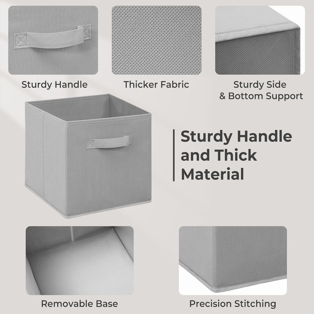Skiennix Storage Bins - 11x11 Inch Fabric Foldable Organizer for Clothes & Blankets - Gray, 12 Pack