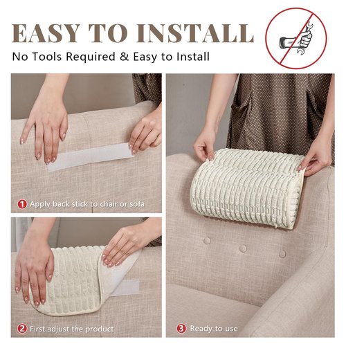 BETTELOOM Headrest and Support Pillow,Recliner Pillow for Neck, Head, or Foot for Office or Massage Chairs, Neck Pain Relief and Cervical Support. Nonslip, Zipped Cover.(Cream, 5.5" Wx13 Lx3 H)