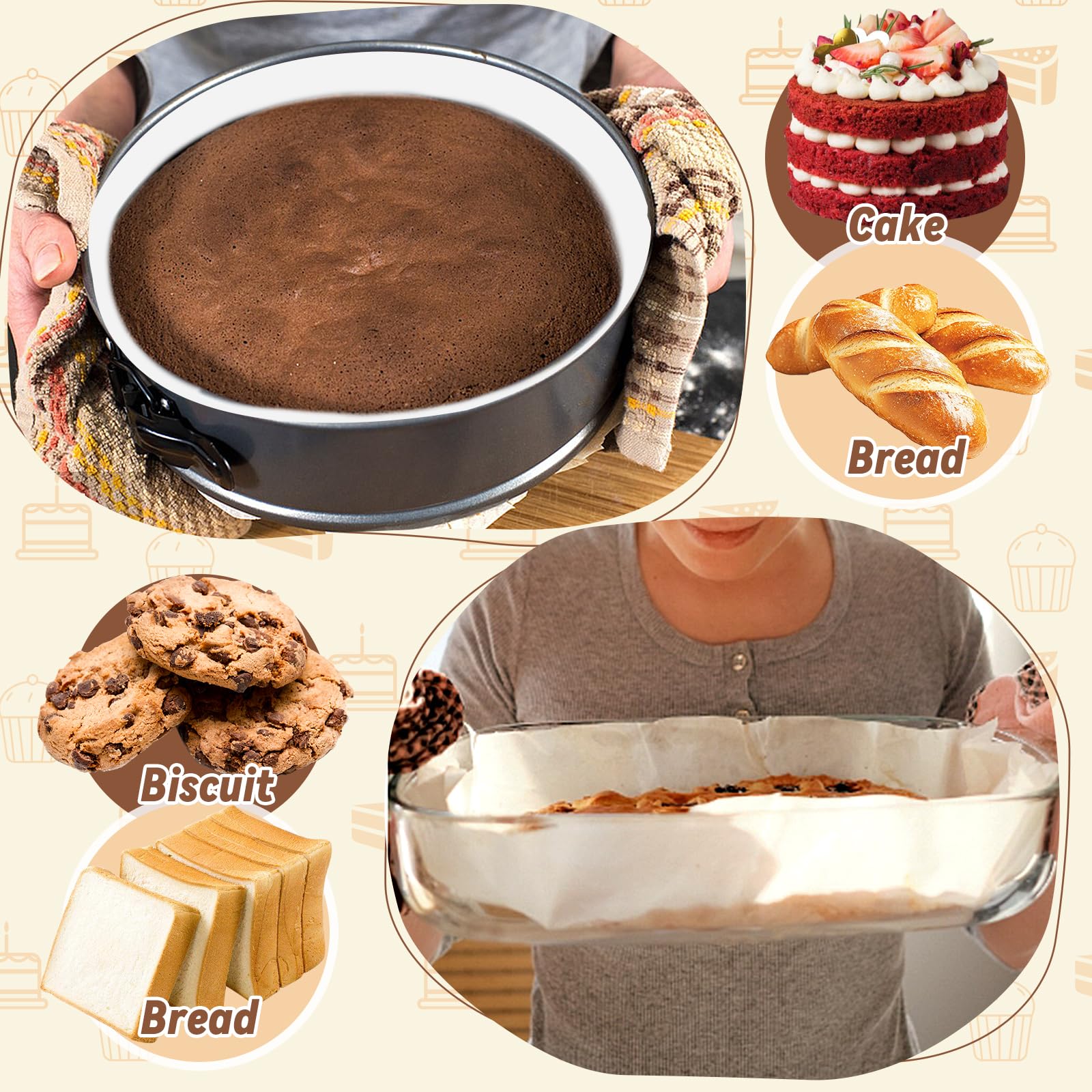 HAPY SHOP Baking Parchment Paper Side Liners - 2.95 in x 131.23 ft Cake Pan Side Liner Roll Parchment Paper Strips for Round Cake Pans, Cheesecake Springform Pan, Heat Resistant Kitchen Paper