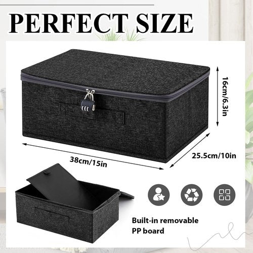Briwooody Discreet Lockable Toy Bag Storage Organizer Toy Bag Storage Bins Case with Zipper Lid for Women and Men Clothes Container(Black,15 x 10 x 6.3 Inch)
