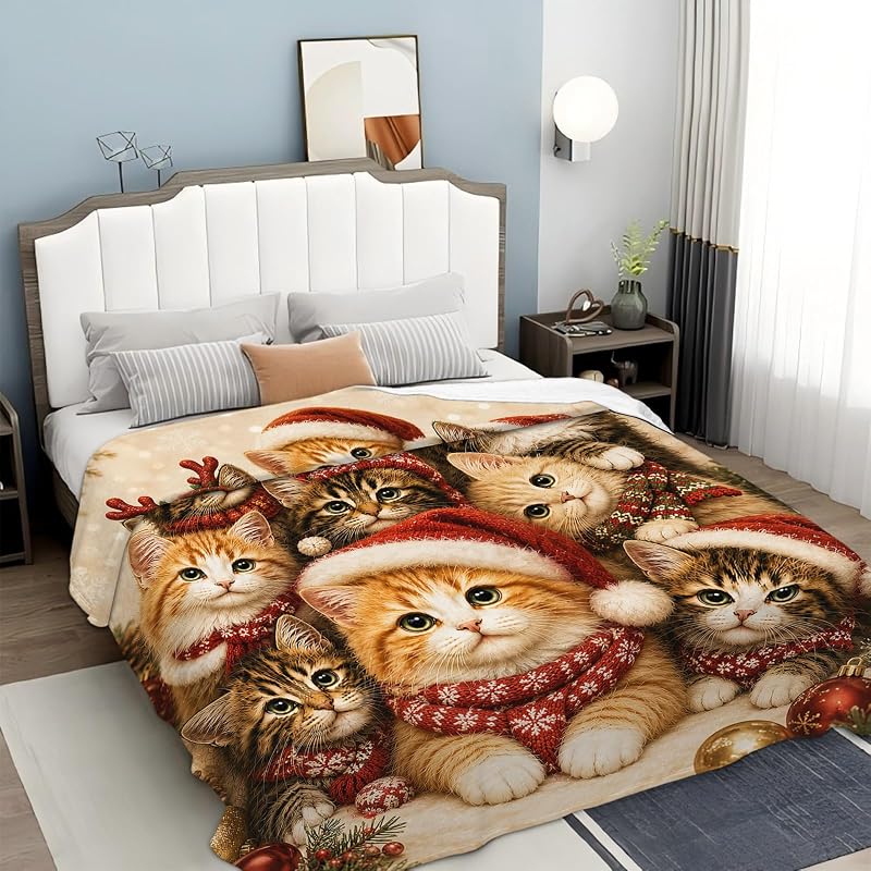 Christmas Cat Blanket 50x40 Cute Cats Throw - Kids Gift, Estused Variation: Cute Cat+50x40
