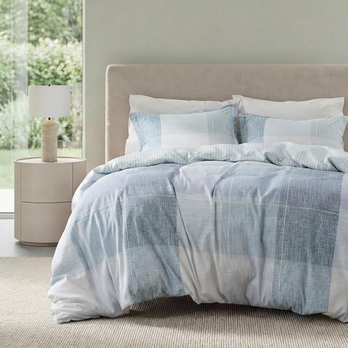 Bedsure Duvet Cover Set - Queen Size Gingham Reversible Buffalo Plaid in Blue | 3-Piece with Zipper Closure & 8 Corner Ties