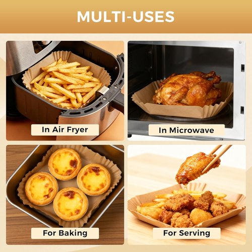Boribim Air Fryer Paper Liners - 360 PCS Non-Stick & Oil Proof Parchment for 6-10QT Baskets
