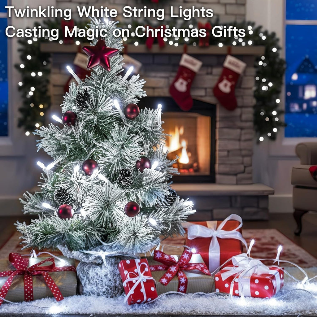 Suddus 33ft 100 LED White String Lights - Timer & 12 Modes for Indoor/Outdoor Decor | Perfect for Christmas, Weddings, Parties