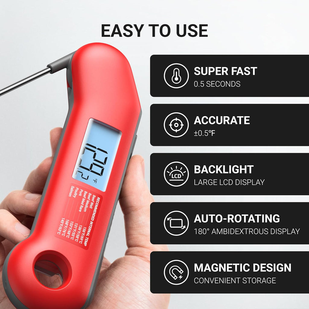 ThermoMaven Digital Meat Thermometer - Ultra-Fast 0.5 Sec Read, NIST Certified, Waterproof, Backlit Display