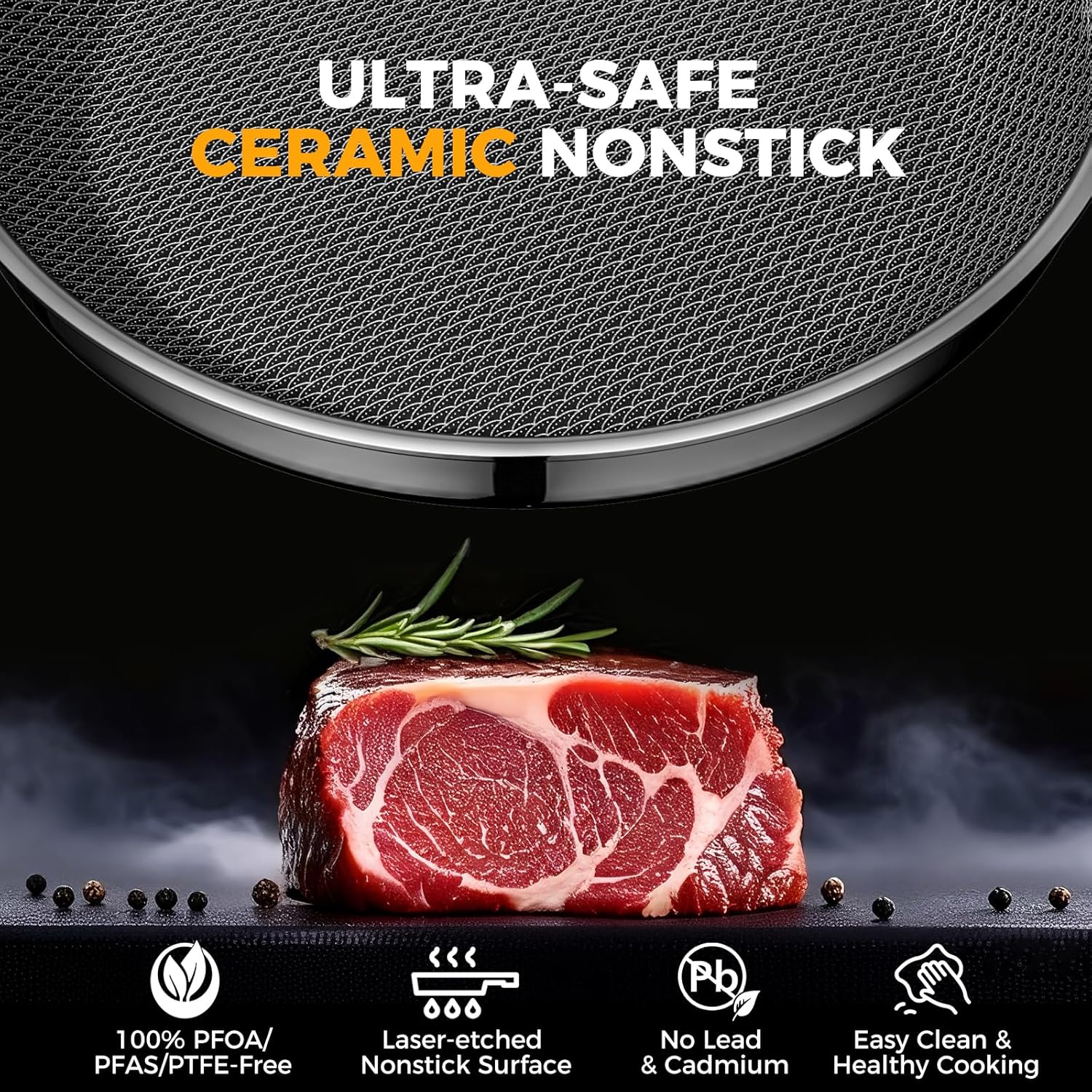 Skiennix Nonstick Frying Pan - 9.5 Inch Hybrid Design with Stay-Cool Handle | Dishwasher Safe & Oven Safe