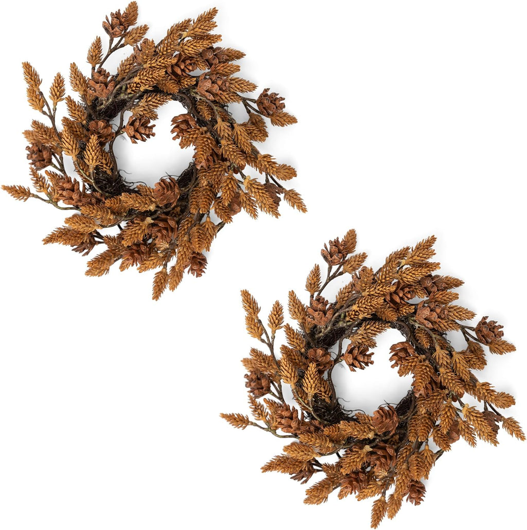Regine Switzerland Christmas Candle Rings - 10 Inch Wreath with Artificial Brown Pinecones | Indoor Decor for Home Centerpieces