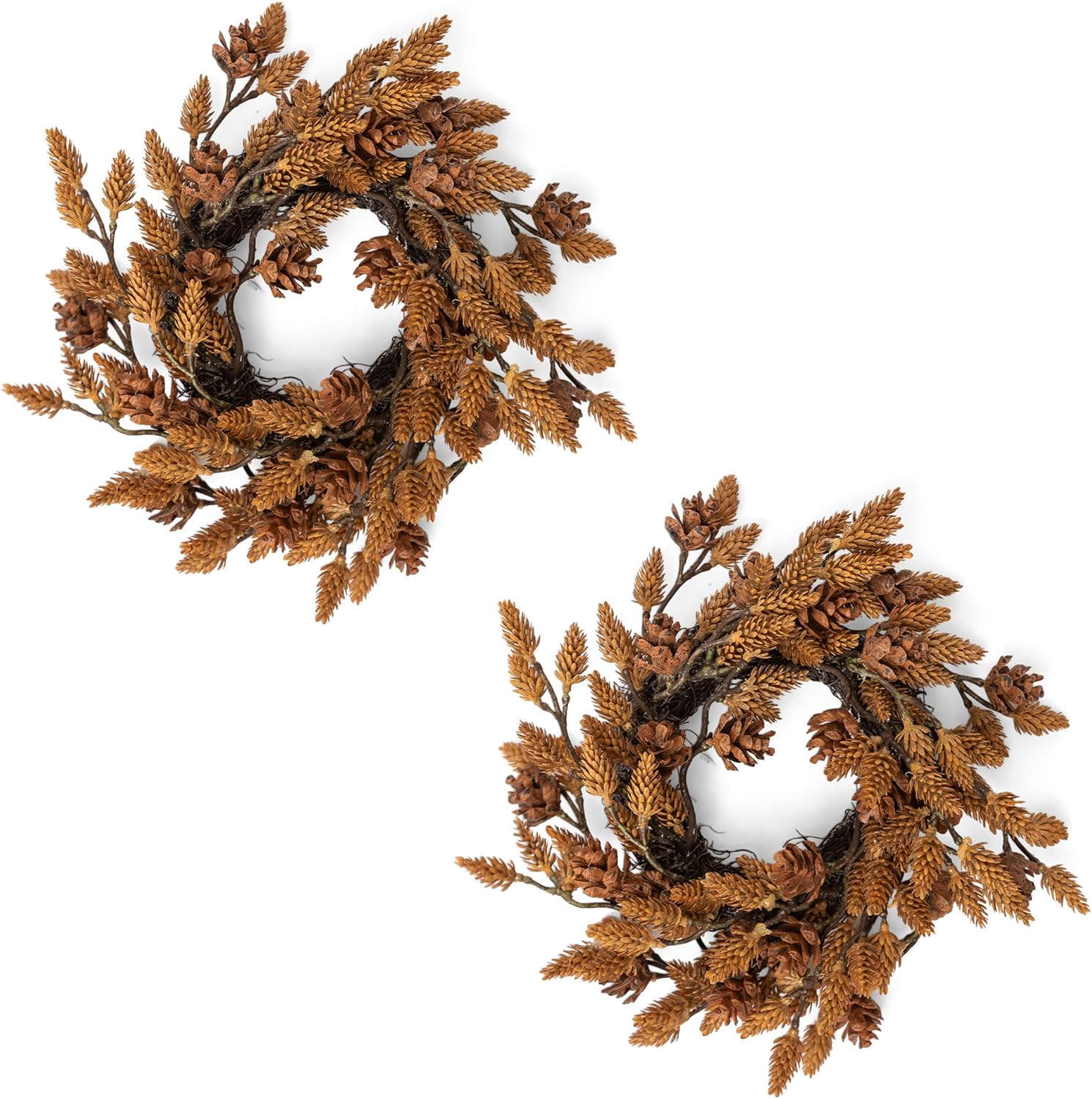 Regine Switzerland Christmas Candle Rings - 10 Inch Wreath with Artificial Brown Pinecones | Indoor Decor for Home Centerpieces