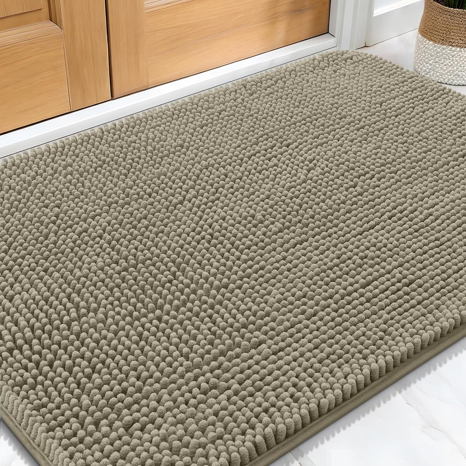 OLANLY Dog Door Mat - Absorbent Non-Slip Washable Doormat for Muddy Paws | 30x20 Warm Taupe