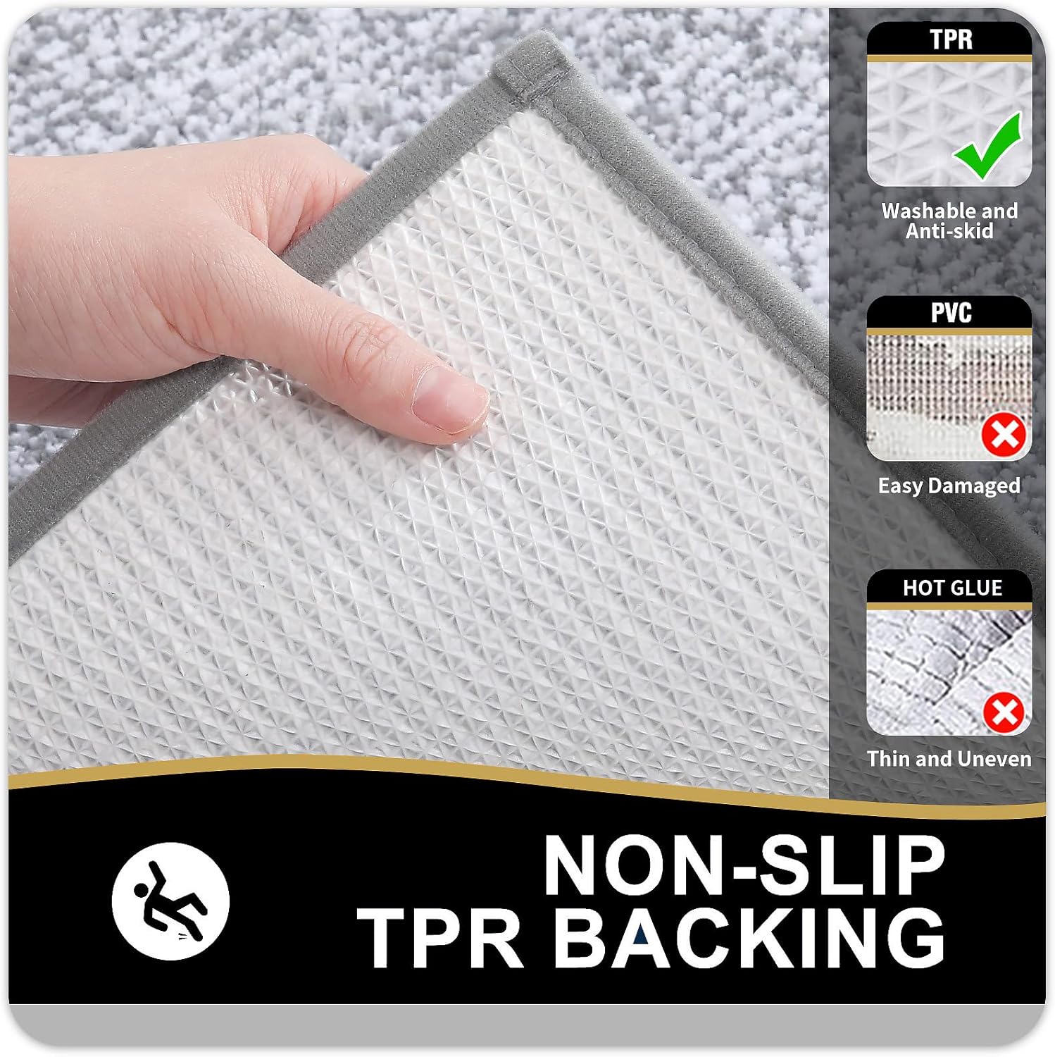 OLANLY Bathroom Rugs - Extra Soft Microfiber Bath Mat | Non-Slip, Machine Washable, 24x16 Inches, Grey