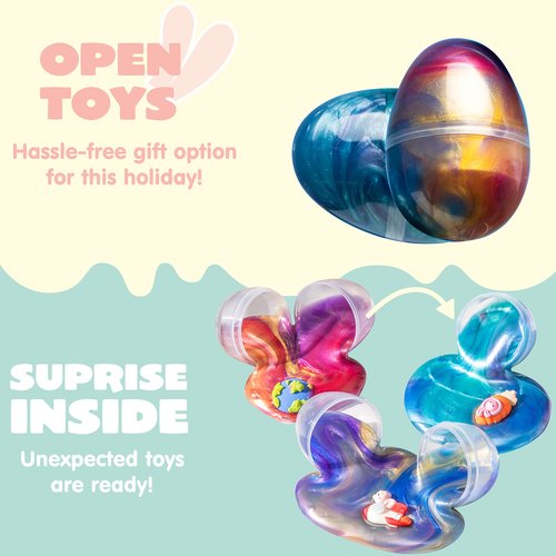 JOYIN 24 Pcs Galaxy Slime Eggs with Toys, Unscented, Multi-color, Easter, Space Theme, 3+ Years, Small, Multi Color, Slime with Toys, Putty, Childrens Multi-item Party Favor Packs, Unisex Children