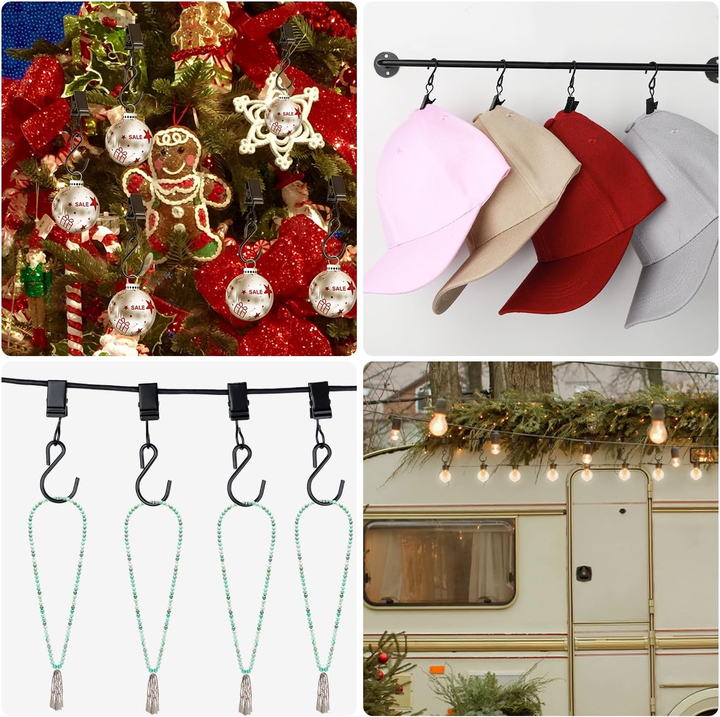 Skiennix Christmas Light Clips - 50 Pack Heavy-Duty Metal Hooks for Outdoor String Lights | Perfect for RV & Holiday Decor