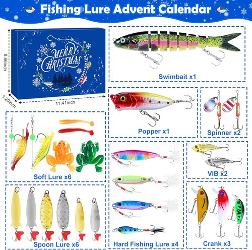 Fishing Advent Calendar 2025 - Countdown to Christmas with Lures for Teen Boys & Adult Fishermen