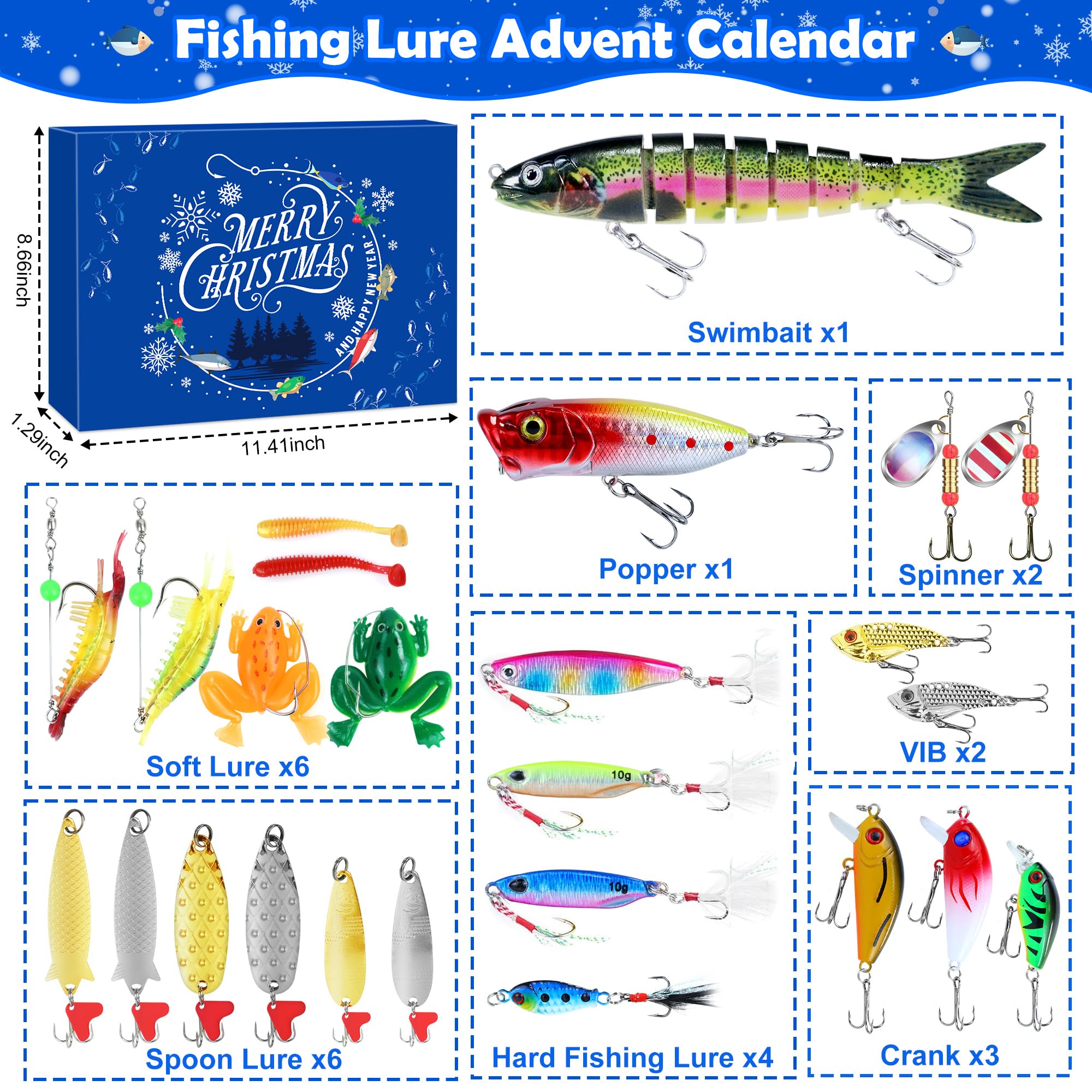 Fishing Advent Calendar 2025 for Teen Boys Adult Fisher Men Fishing Lures Advent Calendar 2025 for Christmas Countdown Adv ent Fishing Gear Cale ndar 2025 Christmas Gifts for Teens Men