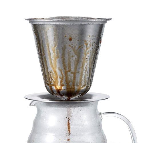 HARIO KDD-02-HSV Double Stainless Steel Dripper Kasuya Model, For 1-4 Cups, Hairline Silver