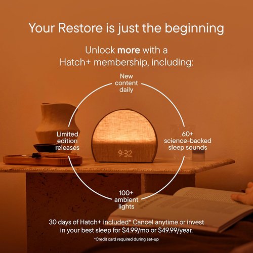 Hatch Restore 3 Sunrise Alarm Clock - Smart Sound Machine & Light for Screen-Free Sleep (Putty)