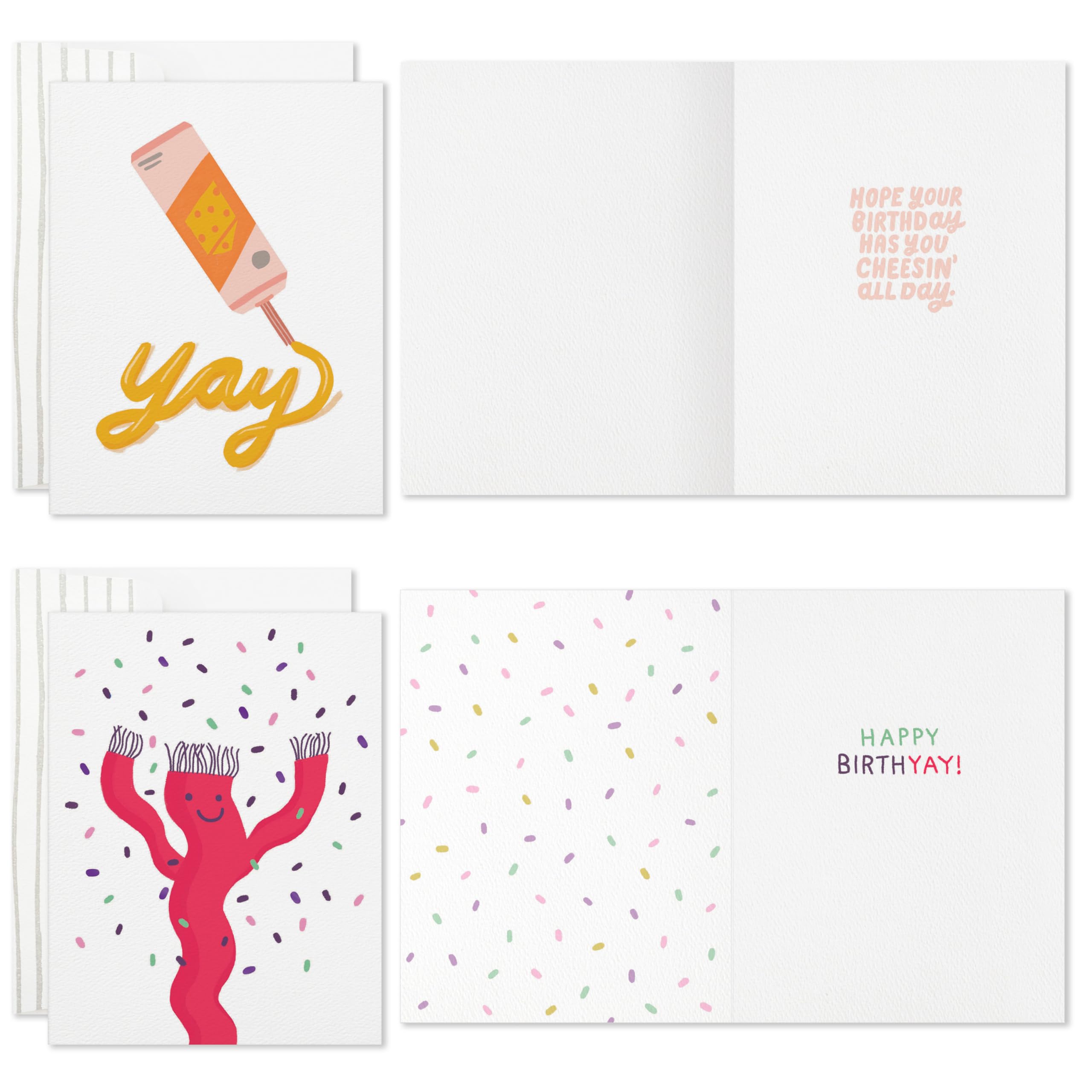 Hallmark Good Mail Fun Birthday Cards (4 Cards with Envelopes) for Friends, Coworkers, Siblings