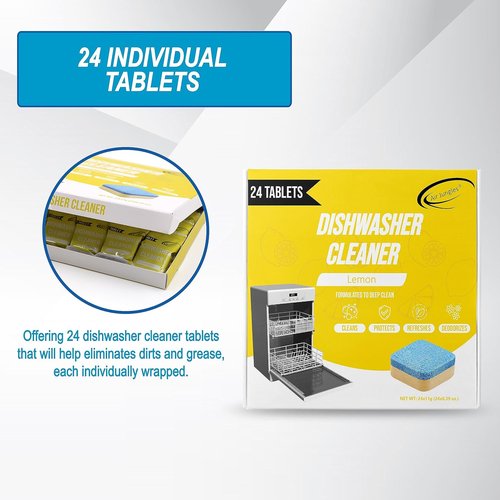 Air Jungles Dishwasher Cleaner Tablets - 24 Count Lemon Scent | Deep Cleaning Descaler for Odor & Hard Water