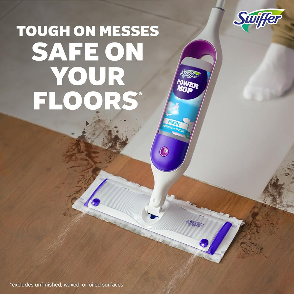 Swiffer PowerMop Multi-Surface Mop Kit - Effortless Floor Cleaning with Fresh Scent | Includes PowerMop, 2 Pads & Solution