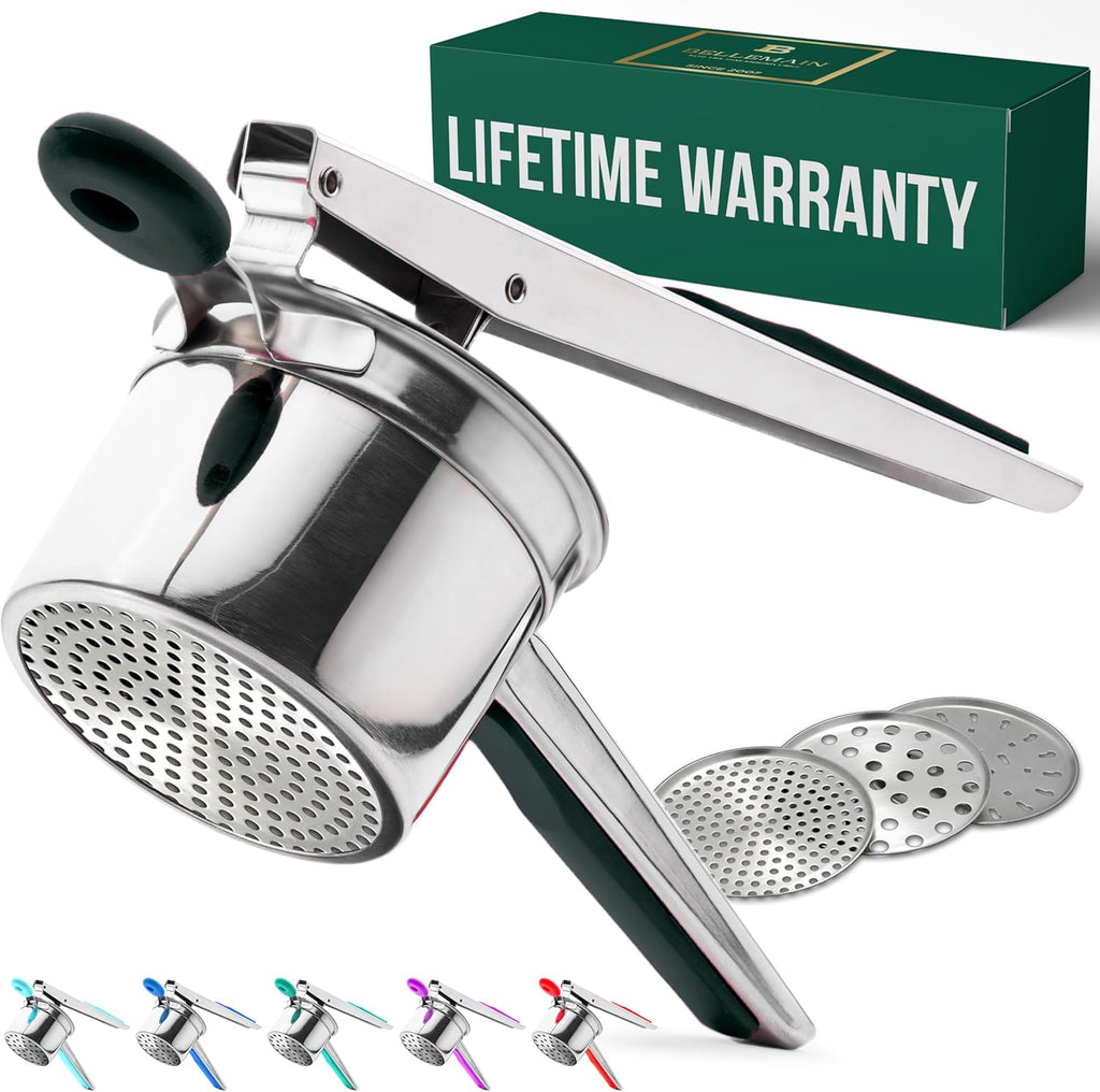 Bellemain 15 oz Large Potato Ricer - Heavy-Duty Stainless Steel Masher with 3 Discs | Perfect for Creamy Mashed Potatoes