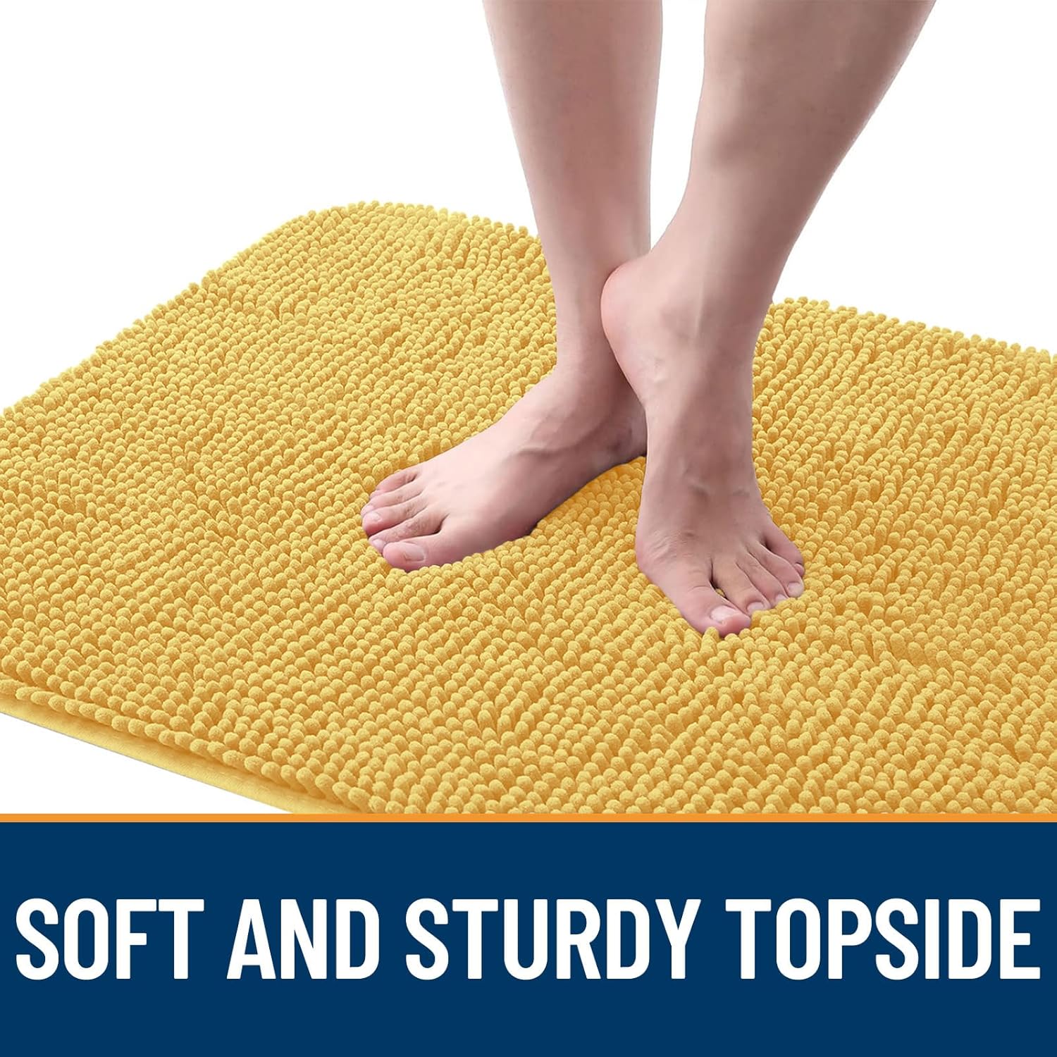 OLANLY Dog Door Mat - Absorbent Non-Slip Chenille Mud Mat for Muddy Paws | 47x20 Yellow Indoor Carpet