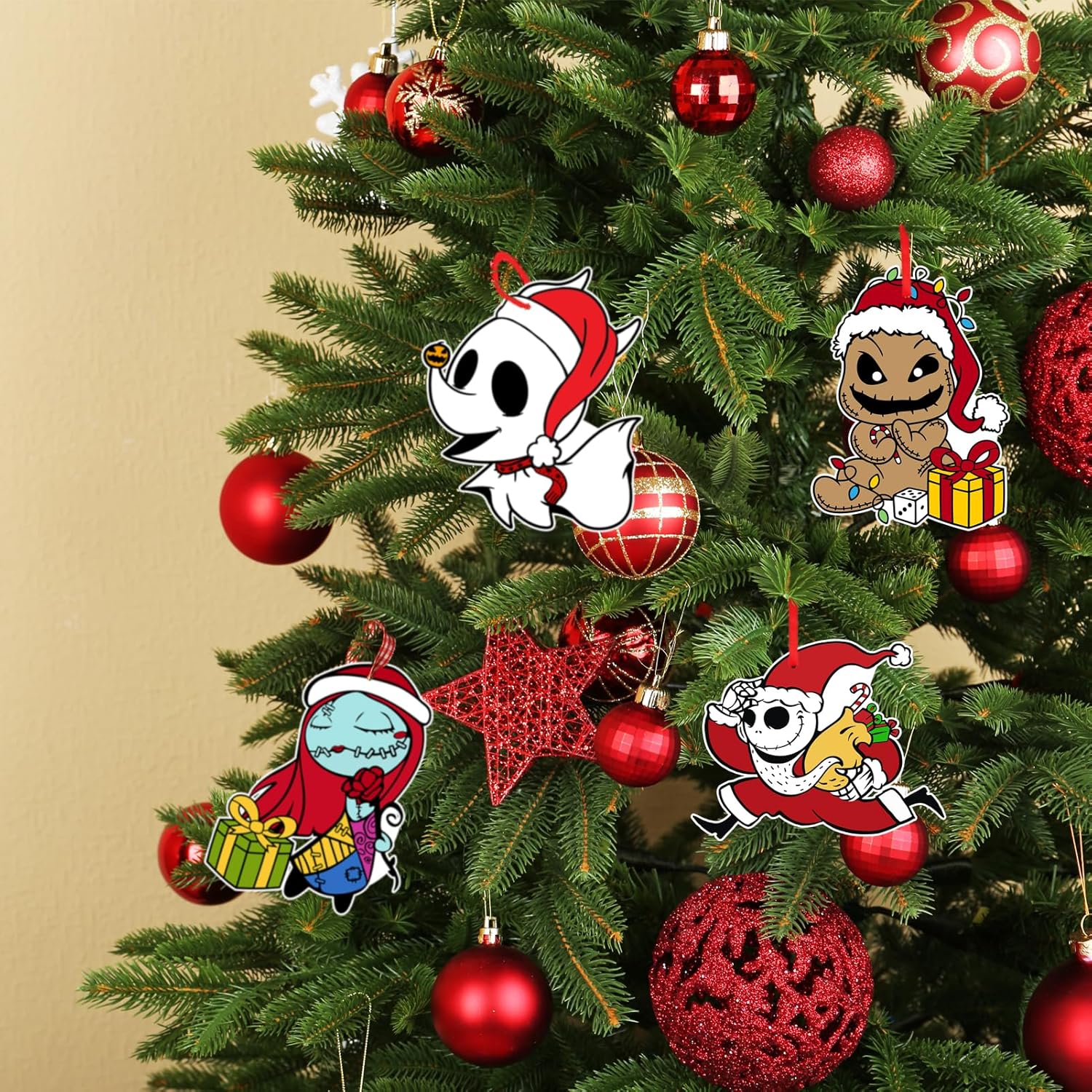 Tivee Christmas Tree Ornaments - 16PCS Jack and Sally Hanging Decorations | Nightmare Before Christmas