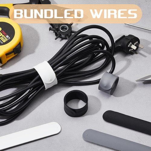 Cunhill Wrapping Paper Holder Clips - 18 Silicone Covered Metal Slap Bands for Gift Wrapping & Storage | White, Black, Grey
