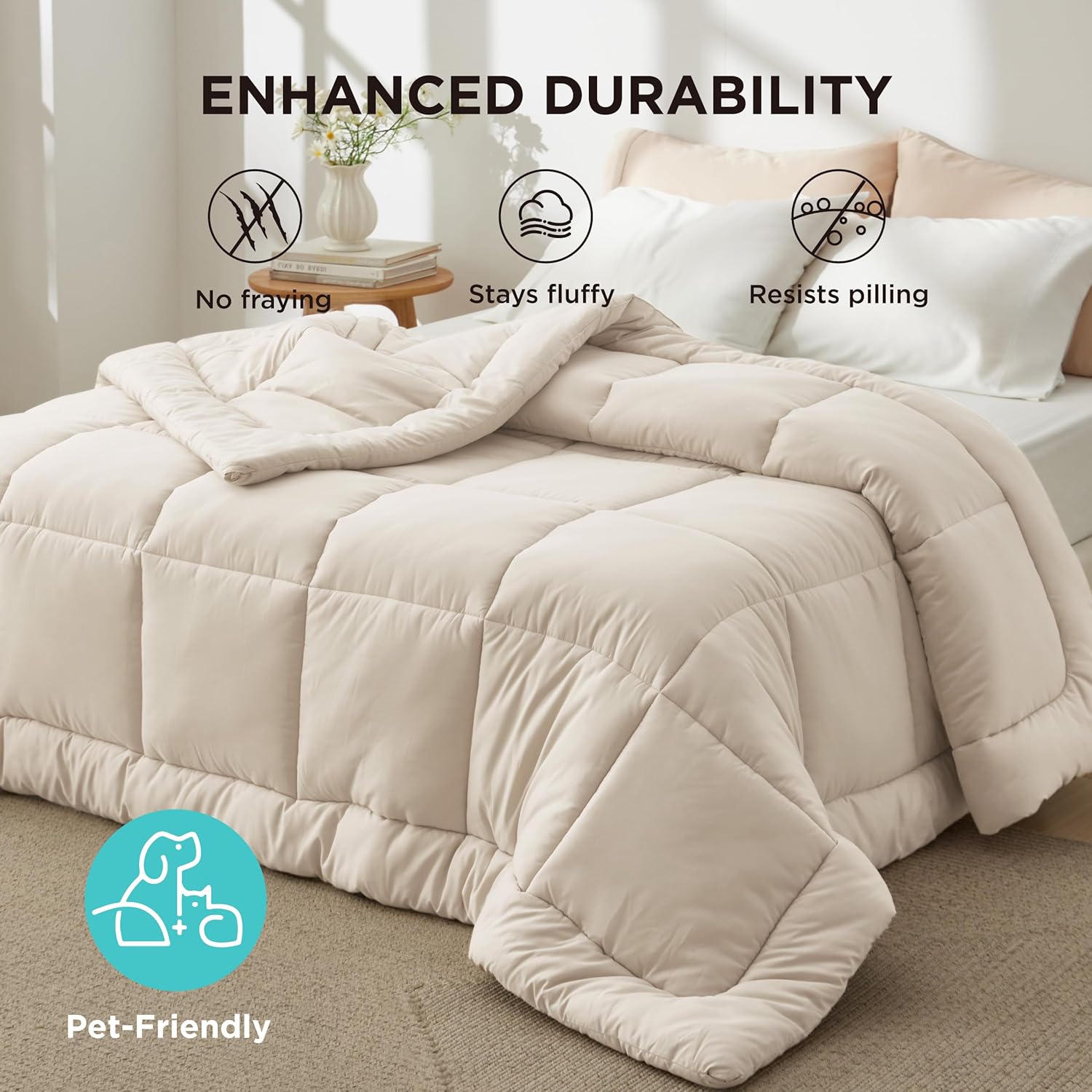 Bedsure Comforter Duvet Insert - All-Season Quilted Full Size Bedding Blanket, GentleSoft Down Alternative, 86 x 82 Inches