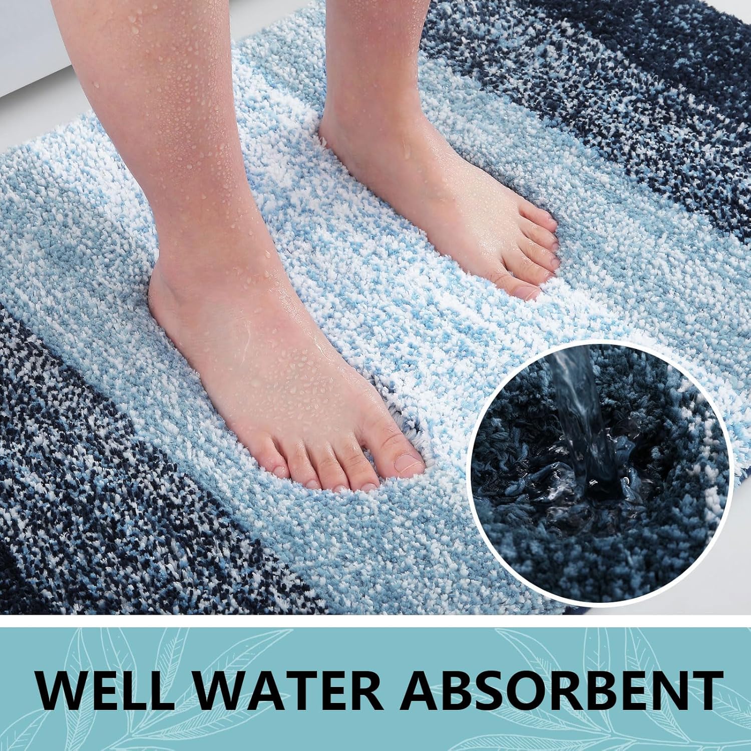 Arotive Microfiber Bath Rug - Soft, Absorbent & Non-Slip | 24x16 Dark Blue Rectangular Mat