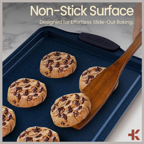 BAKKEN Nonstick Baking Pan Set | Blue Marble Coating, Commercial Grade Carbon Steel, Oven Safe (Set of 6)