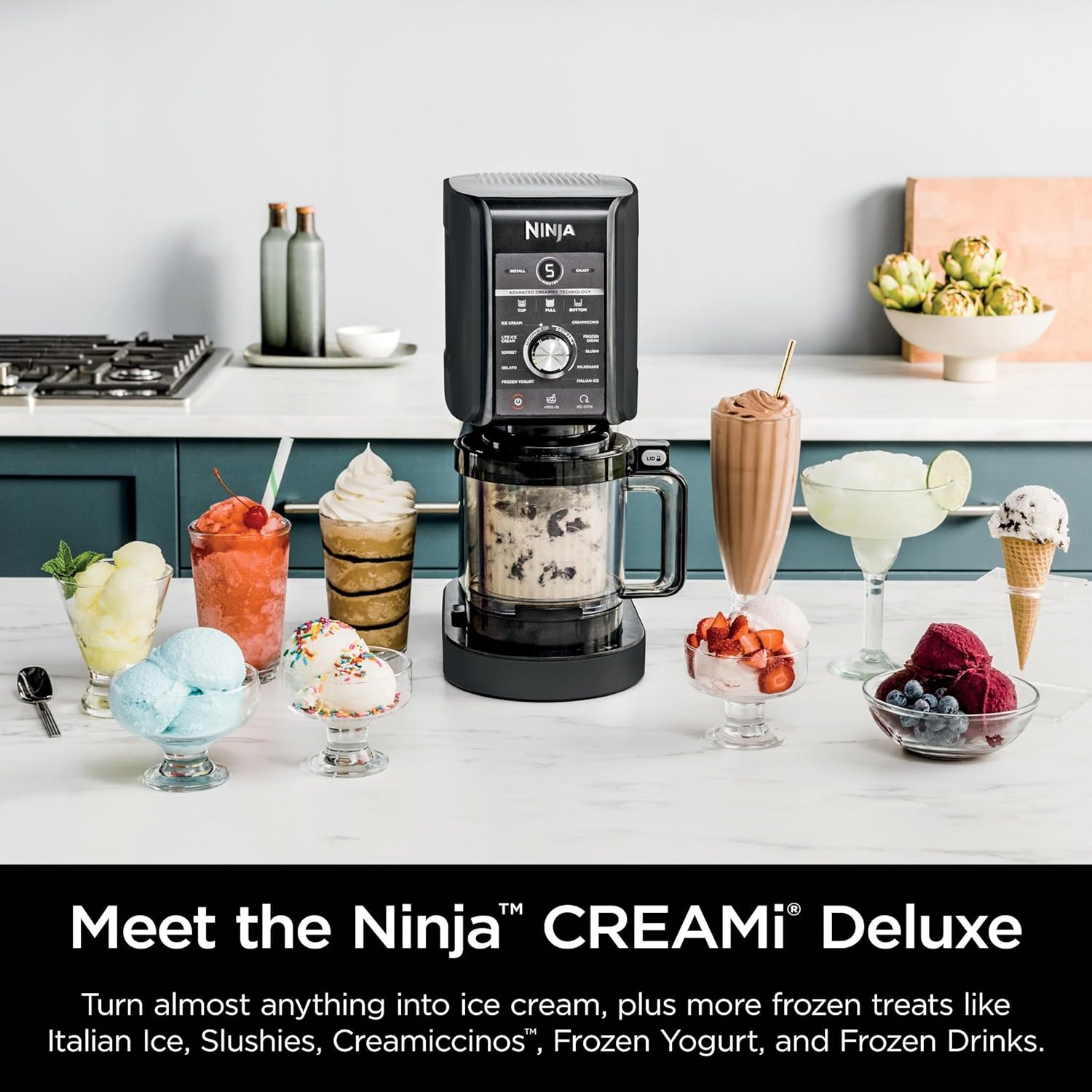 Ninja NC501 CREAMi Deluxe 11-in-1 Ice Cream Maker - Includes 2 XL Pint Containers, Black