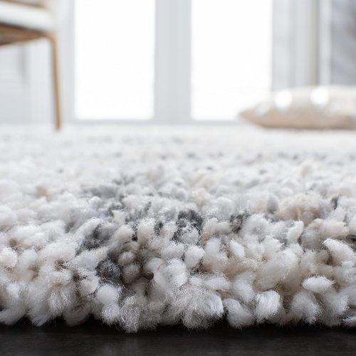 SAFAVIEH Fontana Shag Collection Runner Rug - 2'3" x 8', Ivory & Grey, Modern Design, Non-Shedding & Easy Care, 2-inch Thick Ideal for High Traffic Areas in Living Room, Bedroom (FNT855A)