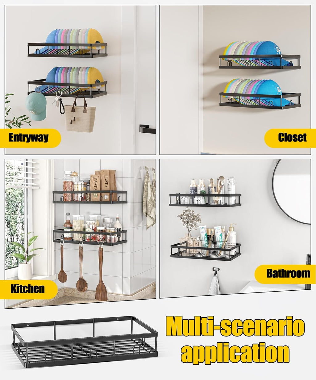 Metal Hat Rack by [Brand Name] - Sturdy Wall Organizer with 40 Hooks for Baseball Caps | Black