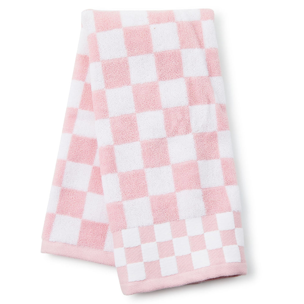 MACKENZIE-CHILDS Hand Towel, Cute Decorative Hand Towel for Bathroom and Kitchen, Pink-and-White Rosy Check