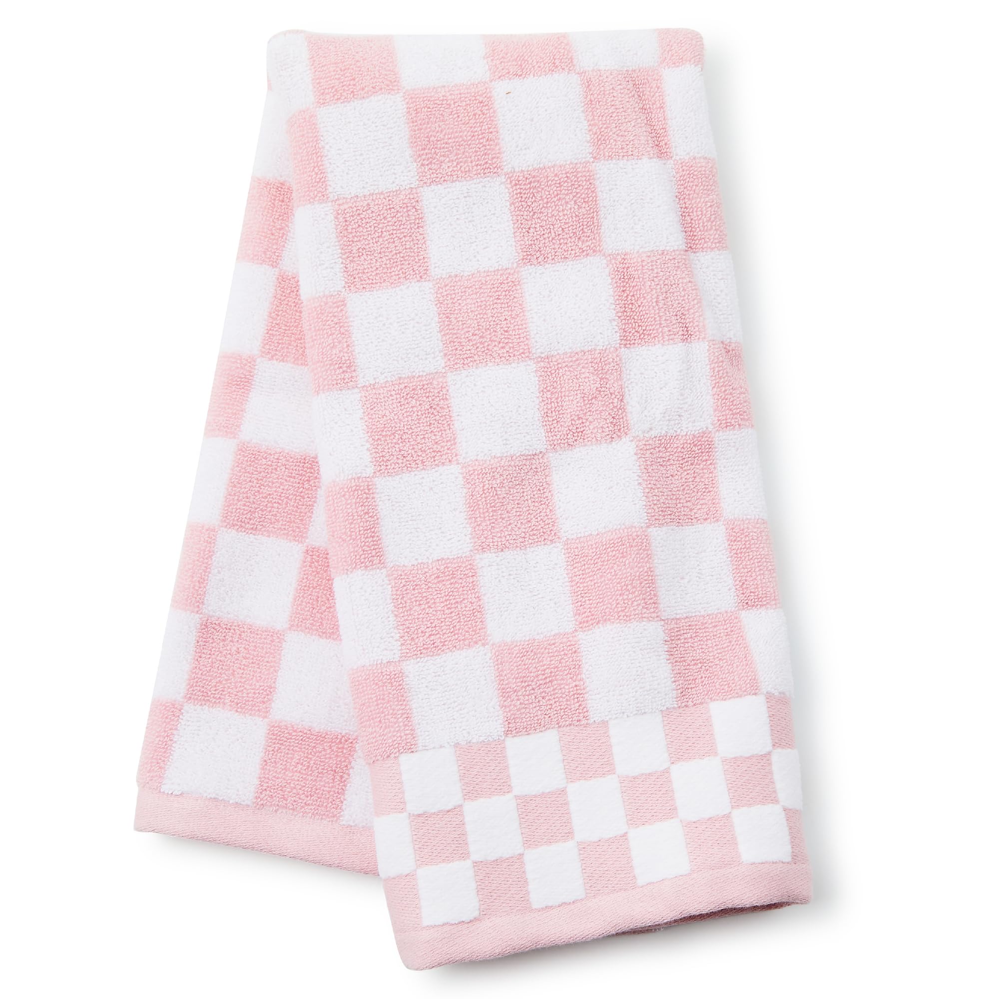 MACKENZIE-CHILDS Hand Towel, Cute Decorative Hand Towel for Bathroom and Kitchen, Pink-and-White Rosy Check