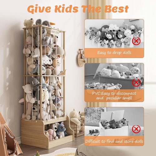 Experlam Stuffed Animal Storage - Vertical Plush Toy Holder with Thicker Elastic Band | Ideal for Playroom & Nursery