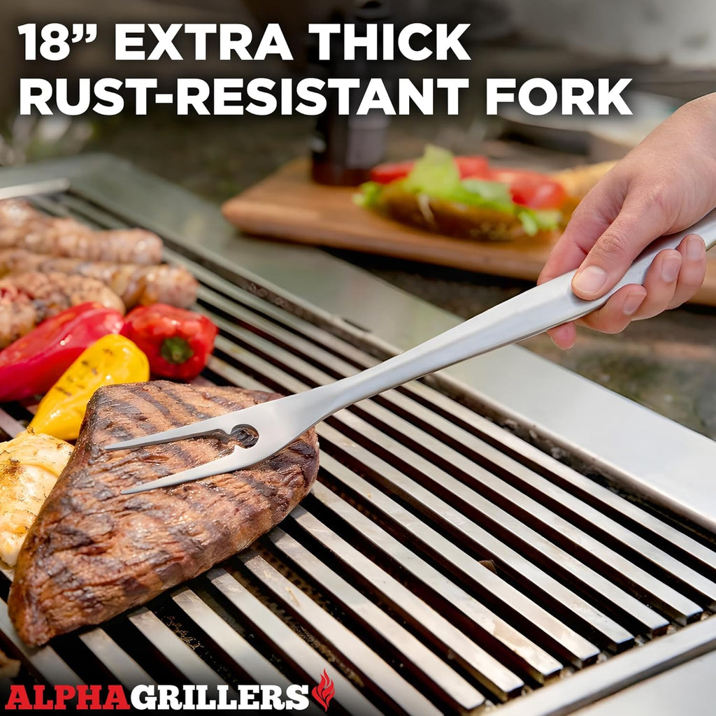 Alpha Grillers Grilling Accessories Set - Premium BBQ Tools with Spatula, Fork, Brush & Tongs - Perfect Gifts for Men