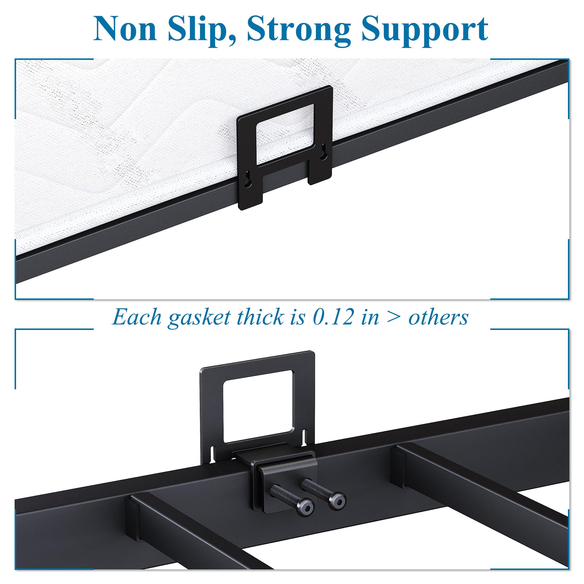 FSJianYi Non Slip Mattress Gaskets for Metal Bed Frame, 6 pcs Anti-Slip Holder in Place Gripper, Easy to Installation Keep Mattress from Sliding Gripper, Mattress Slide Stopper, Black