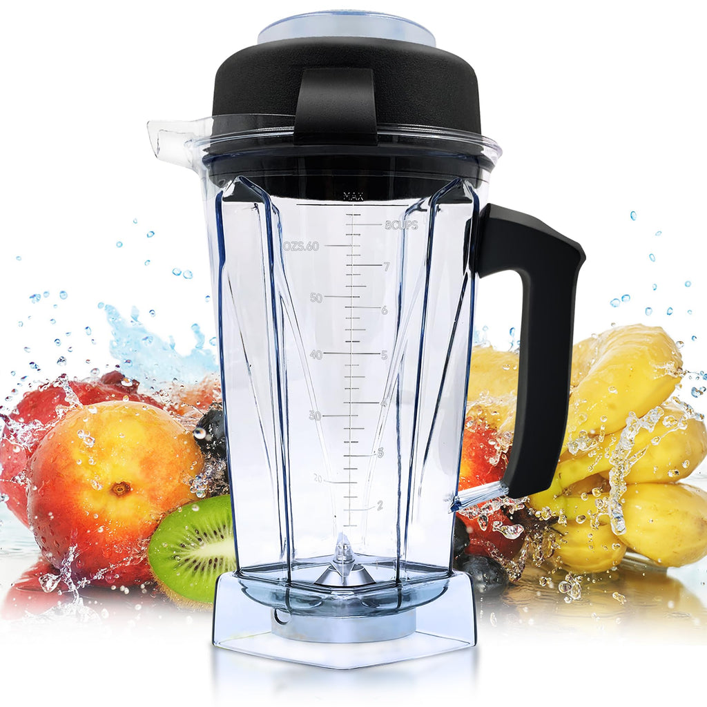 Blender Pitcher 64oz, Replacement for 5200 5000 5500 6300 7500 Pro200 750 VM0101 VM0102 VM0103 E310 320, Classic/Explorian/Commercial series Pitcher Jar Cup 3 year warranty