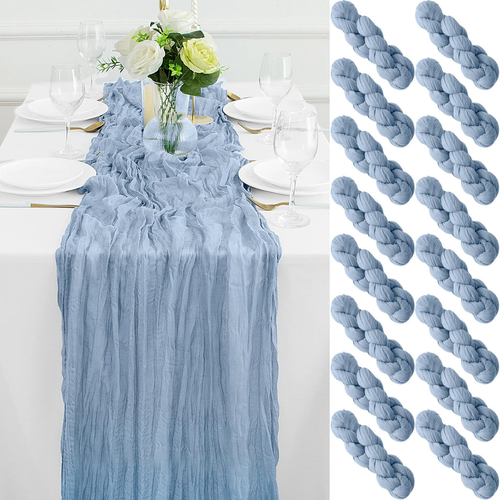 2Pack Dusty Blue Table Runner 10FT Dusty Blue Cheesecloth Table Runner 35x120Inch Long Boho Table Runners Rustic Gauze Table Runners for Party Wedding Bridal Shower Baby Shower Decorations