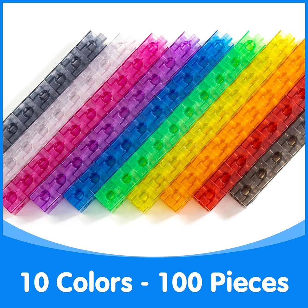 Translucent Linking Cubes - Engaging Math Toy for Early Learning & Creative Play | Light Table Manipulatives