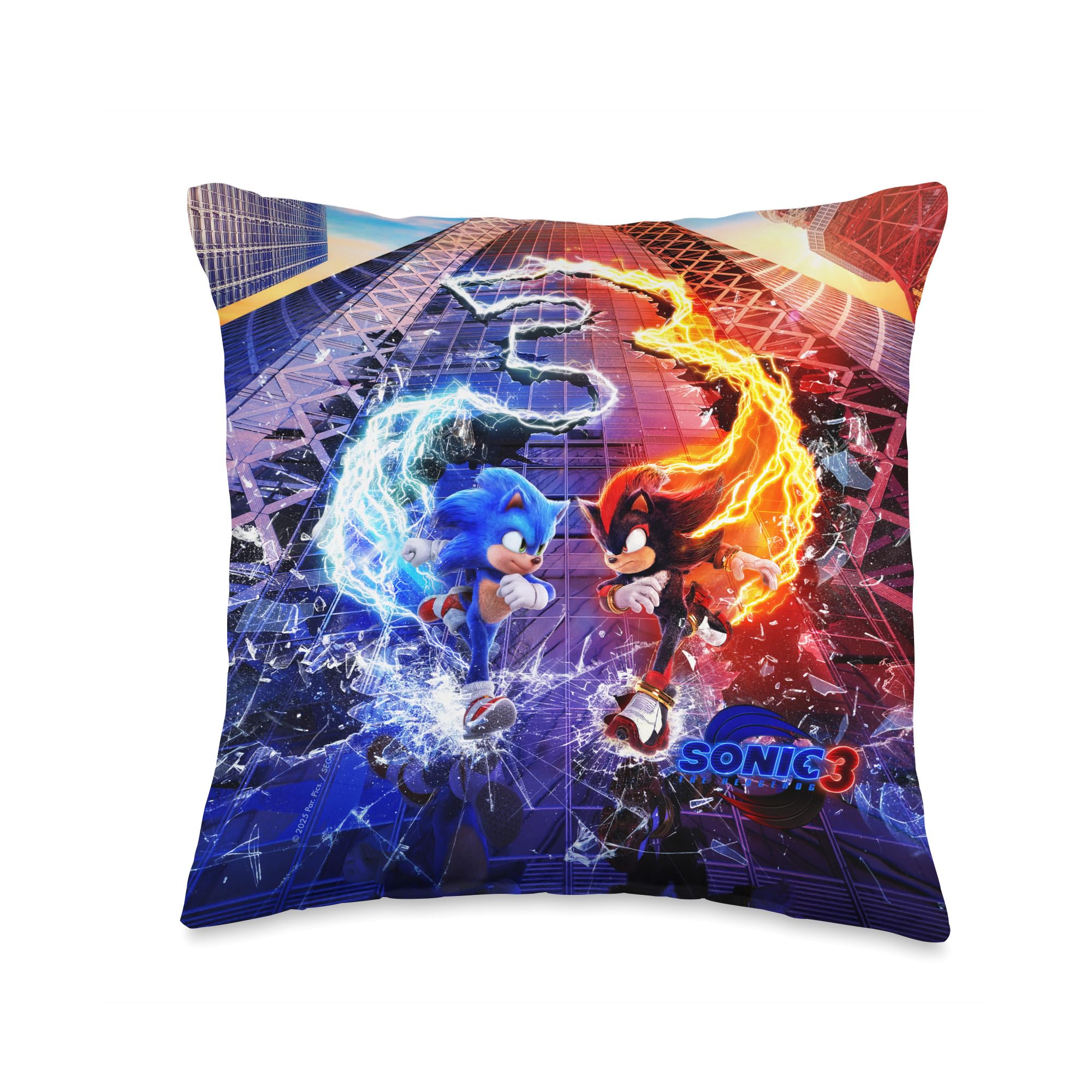 Sonic The Hedgehog 3 - Sonic VS Shadow Throw Pillow